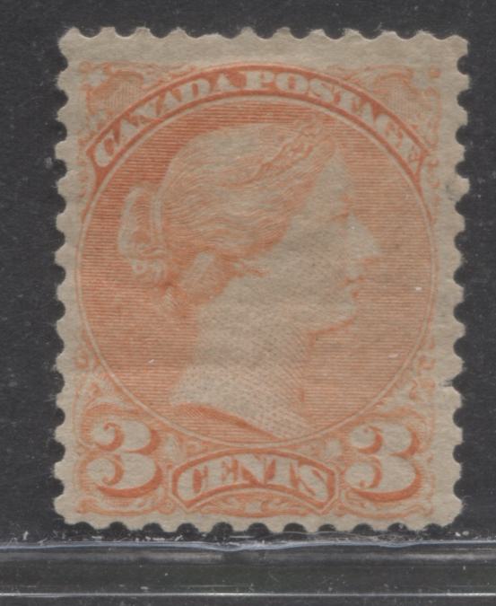 Lot 171 Canada #41 3c Pale Vermillion Queen Victoria, 1870-1897 Small Queen Issue, A Good OG Example Of The 2nd Ottawa Printing On Soft Horizontal Wove Paper With A Horizontal Crease
