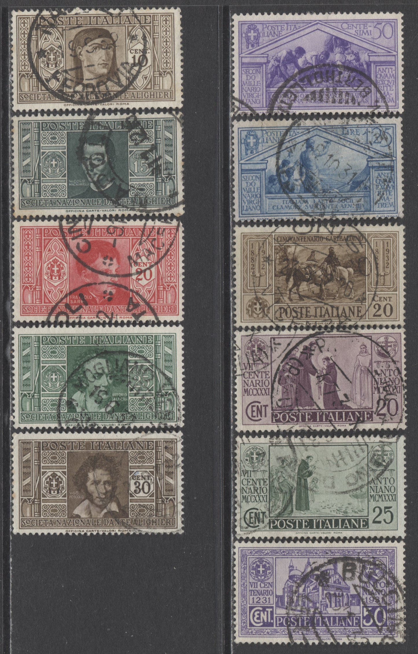 Lot 172 Italy SC#251/281 1930-1932 Commemoratives, A F/VF Used Range Of Singles, 2017 Scott Cat. $28.6 USD, Click on Listing to See ALL Pictures