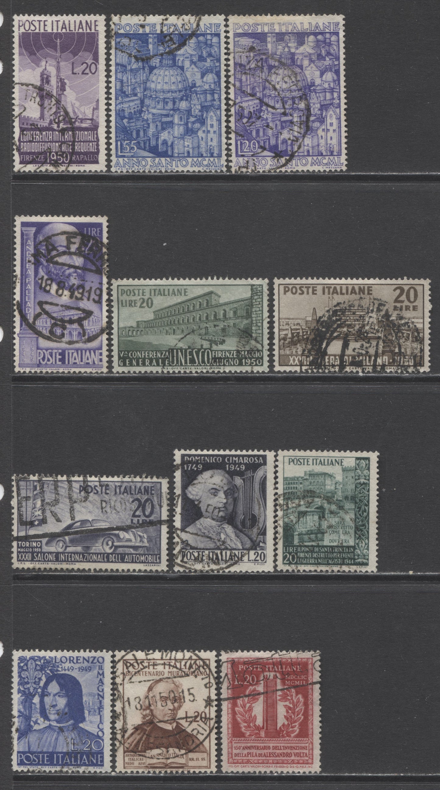 Lot 173 Italy SC#523/540 1949-1950 Commemoratives, A F/VF Used Range Of Singles, 2017 Scott Cat. $42.35 USD, Click on Listing to See ALL Pictures