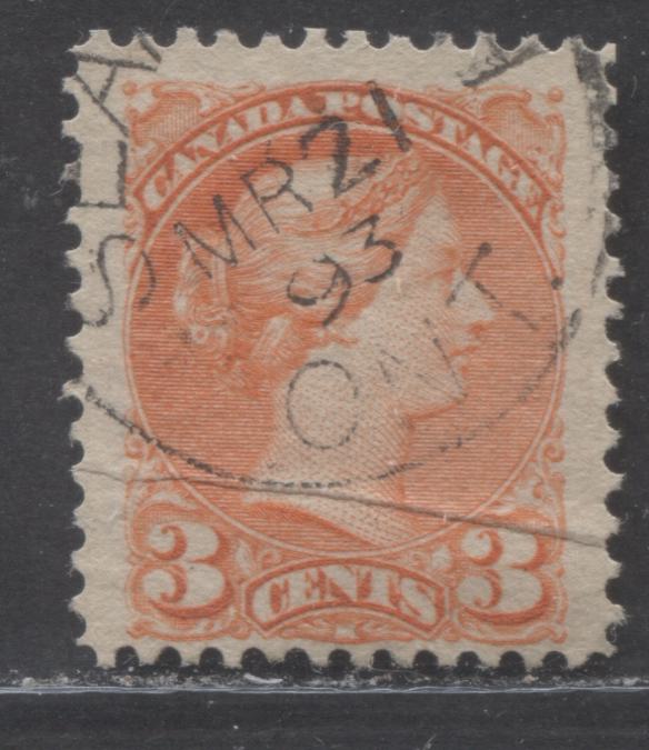 Lot 174 Canada #41 3c Vermillion Queen Victoria, 1870-1897 Small Queen Issue, A Very Fine Used Example Of The 2nd Ottawa Printing On Soft Horizontal Wove Paper With A Pre-Print Crease, Unlisted In Unitrade