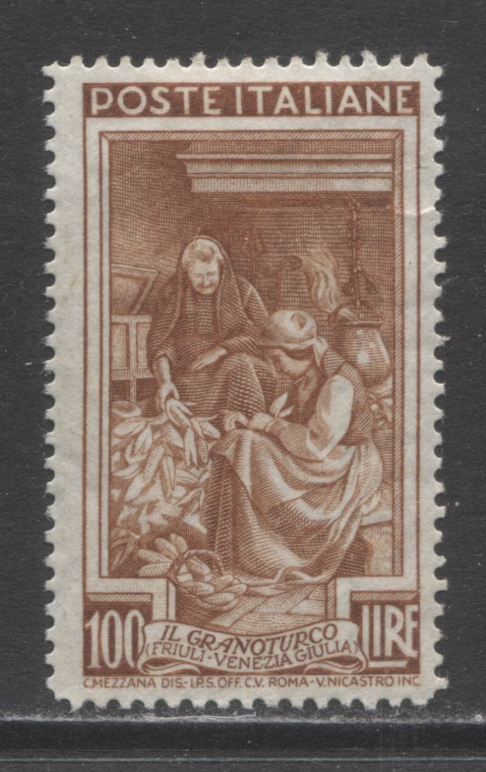 Lot 174 Italy SC#566 100L Brown 1950 Labourers Definitive Issue, A FOG Example, Click on Listing to See ALL Pictures