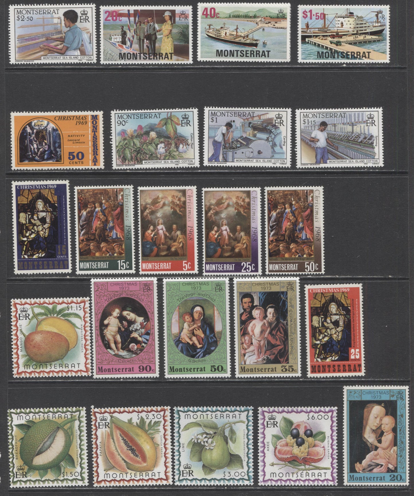 Lot 174 Montserrat SC#208/988 1968-1999 Commemoratives, A VFNH Range Of Singles, 2017 Scott Cat. $20.75 USD, Click on Listing to See ALL Pictures