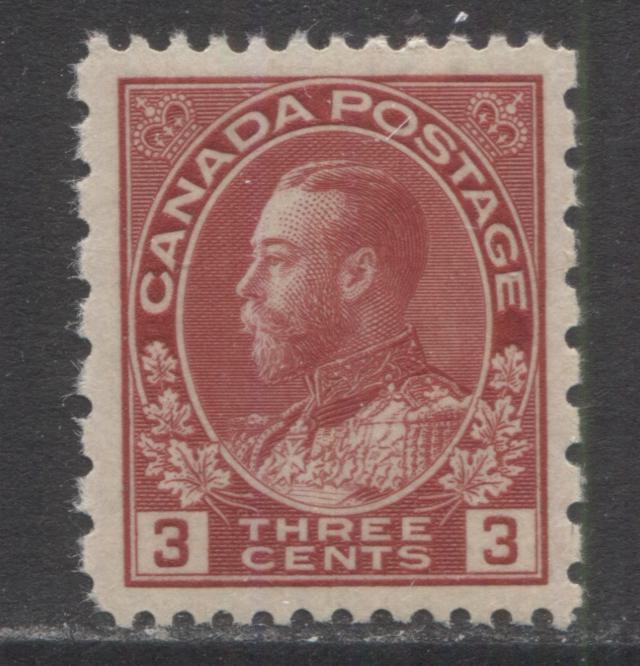 Lot 175 Canada #184 3c Carmine King George V, 1931 Admiral Provisional Issue, A VFNH Single, Perf 12x8