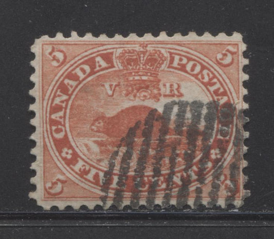 Lot 175 Canada #15 5c Vermillion Beaver, 1859-1864 First Cents Issue, A Very Fine Used Single On Horizontal Wove Paper, Perf 12
