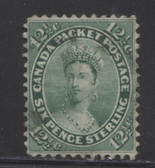 Lot 176 Canada #18a 12.5c Blue Green Queen Victoria, 1859-1864 First Cents Issue, A Very Fine Used Single On Vertical Wove Paper, Perf 12