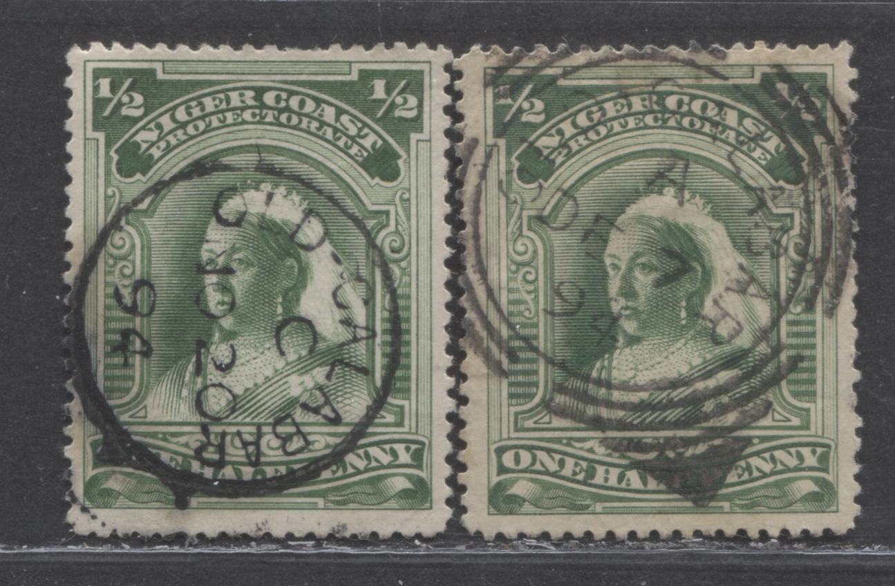 Lot 176 Niger Coast SC#43 (SG#51a) One Halfpenny Deep Green 1894 Unwatermarked Issue, Perf 14.5 - 15, A Fine - Very Fine Used Example, Click on Listing to See ALL Pictures, 2022 Scott Classic Cat. $11 USD