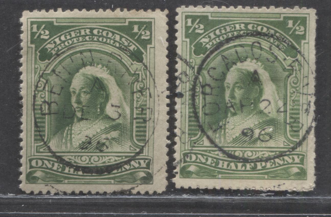 Lot 177 Niger Coast SC#43 (SG#51a) One Halfpenny Deep Green 1894 Unwatermarked Issue, Perf 14.5 - 15, A Fine Used Example, Click on Listing to See ALL Pictures, 2022 Scott Classic Cat. $11 USD