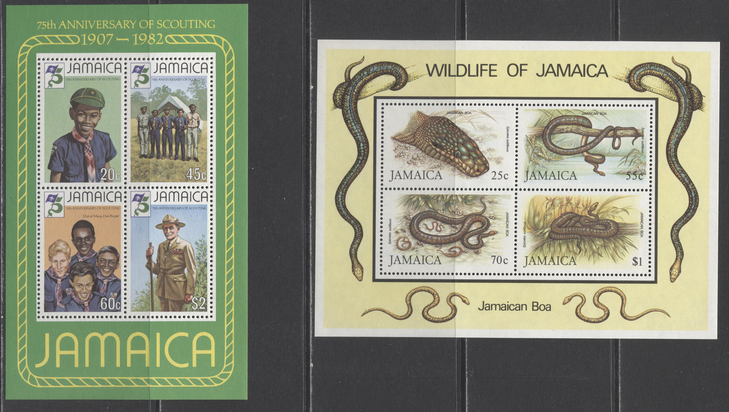 Lot 177 Jamaica SC#531a/594a 1982-1984 Scouting & WWF Issues, A VFNH Range Of Souvenir Sheets, 2017 Scott Cat. $19.5 USD, Click on Listing to See ALL Pictures