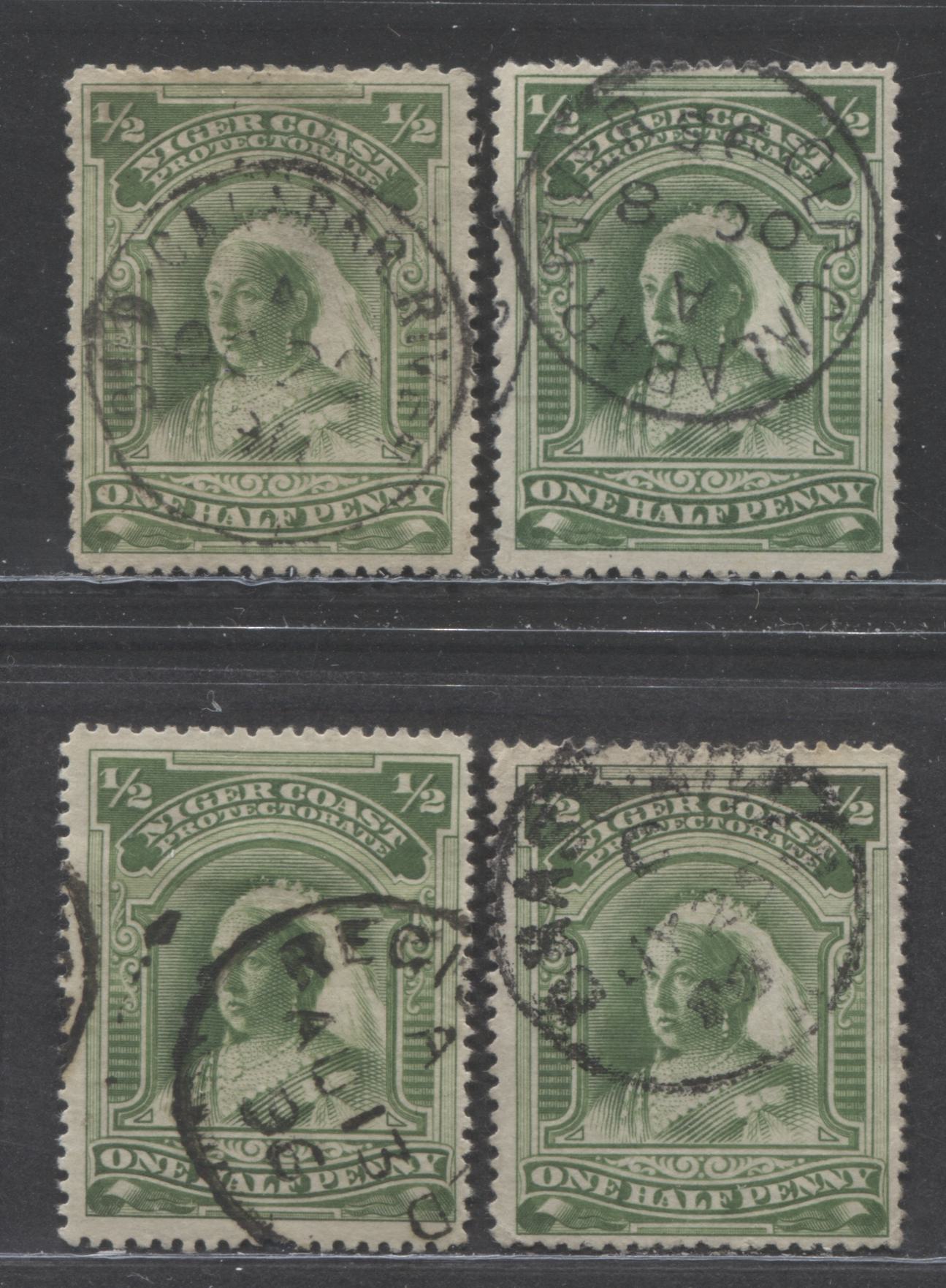 Lot 178 Niger Coast SC#43 (SG#51) One Halfpenny Green, Yellow Green 1894 Unwatermarked Issue, Perf 14.5 - 15, A Very Good - Fine Used Example, Click on Listing to See ALL Pictures, 2022 Scott Classic Cat. $16.5 USD