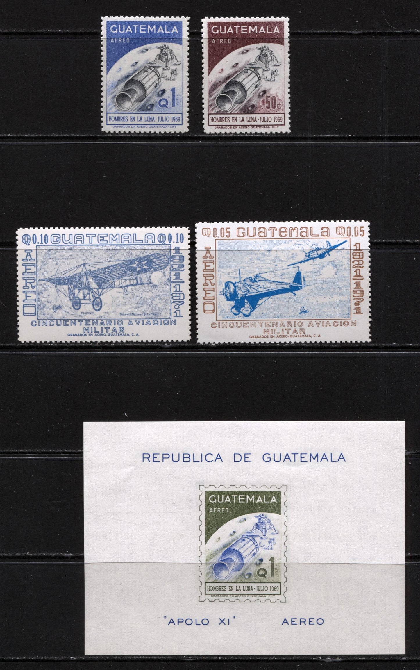 Lot 178 Guatemala SC#C444/C476 1969-1972 Apollo Moon Landing & Air Mails, A VFNH Range Of Singles & Imperf Souvenir Sheets, 2017 Scott Cat. $15.8 USD, Click on Listing to See ALL Pictures