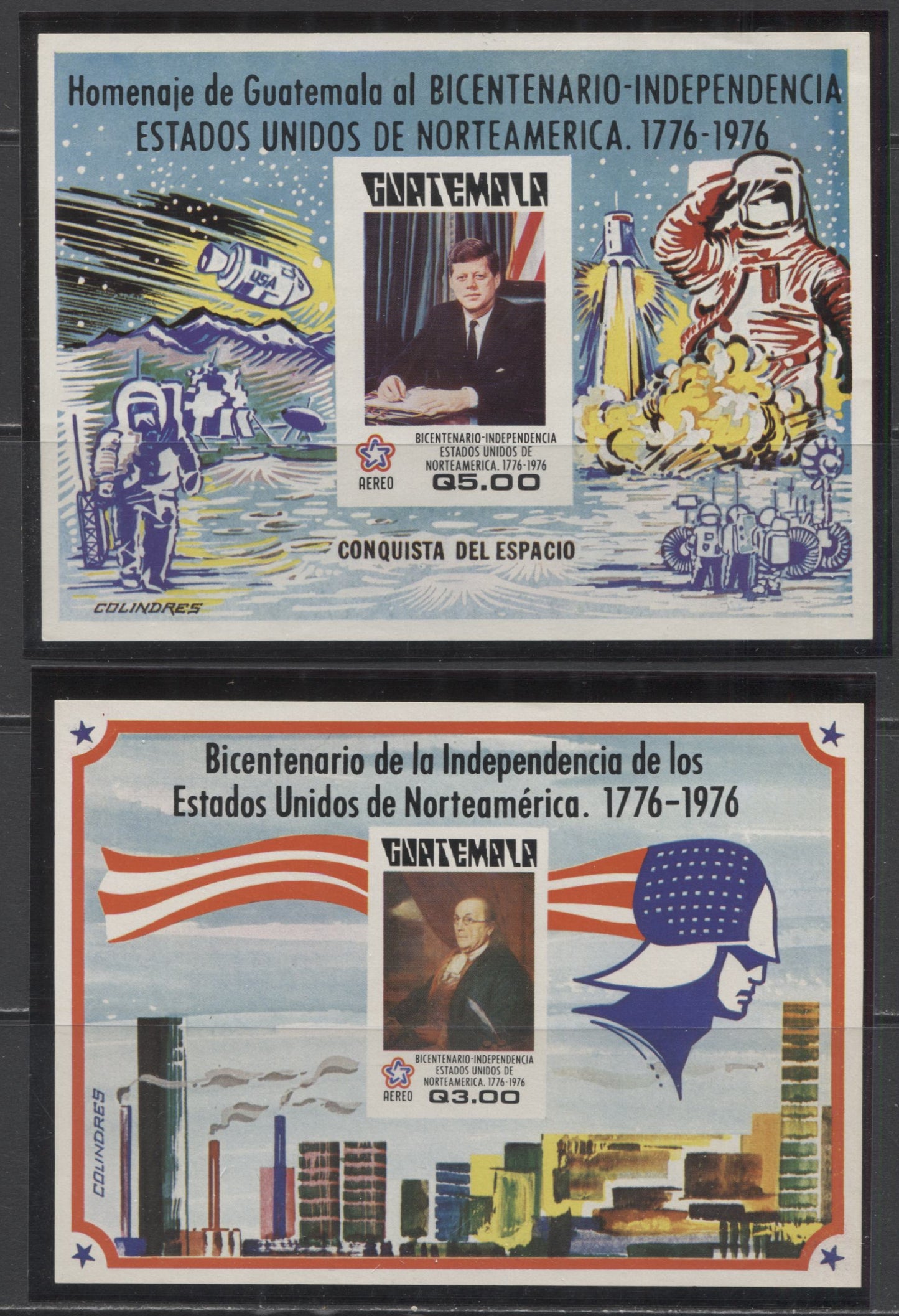 Lot 179 Guatemala SC#C606a-C609a 1976 Independence Airmails, A VFNH Range Of Souvenir Sheets, 2017 Scott Cat. $26 USD, Click on Listing to See ALL Pictures