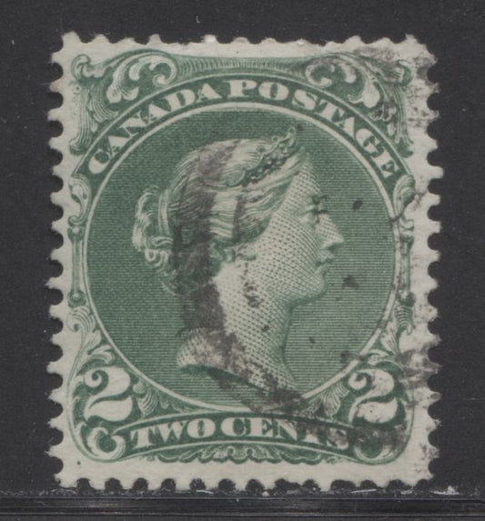 Lot 180 Canada #24 2c Green Queen Victoria, 1868-1876 Large Queen Issue, A VF Appearing But Fine Used Single On Soft Duckworth Paper #9b, Perf 12.1 x 12.2
