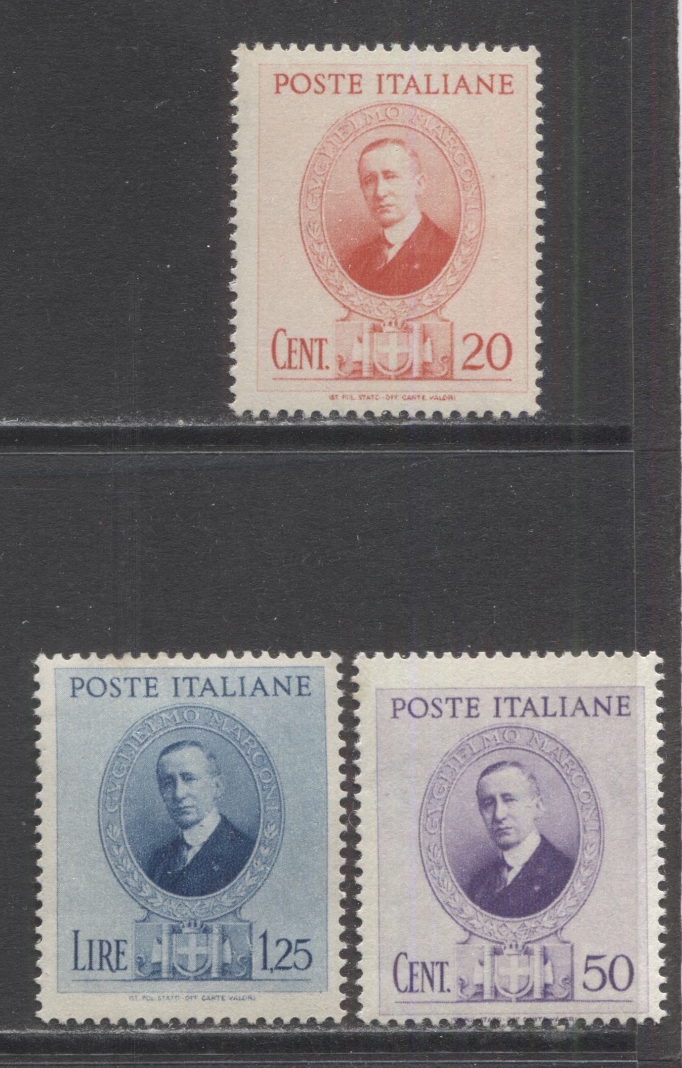 Lot 180 Italy SC#937-939 1938 Marconi Issue, A VFNH and OG Range Of Singles, 2017 Scott Cat. $13.25 USD, Click on Listing to See ALL Pictures