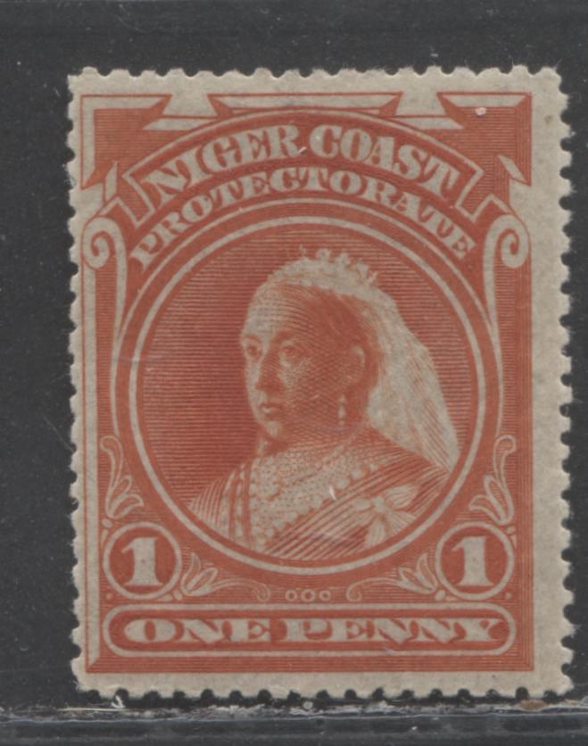 Lot 180 Niger Coast SC#44a (SG#52) One Penny Orange Vermillion 1894 Unwatermarked Issue, Perf 14.5 - 15, A Fine OG Example, Click on Listing to See ALL Pictures, Estimated Value $15 USD