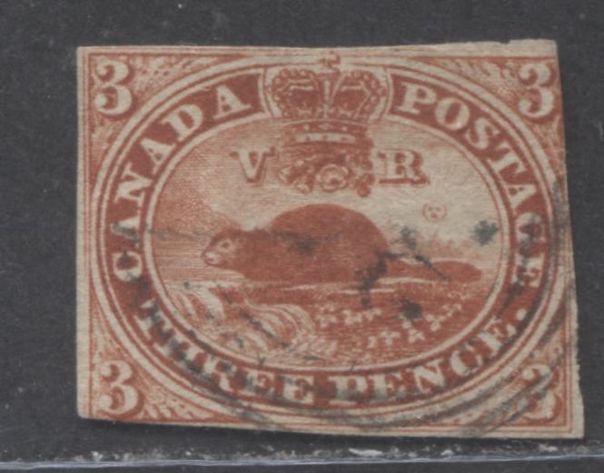 Lot 18 Canada #4 3d Red Beaver, 1852-1857 Pence Issue, A Good Used Single