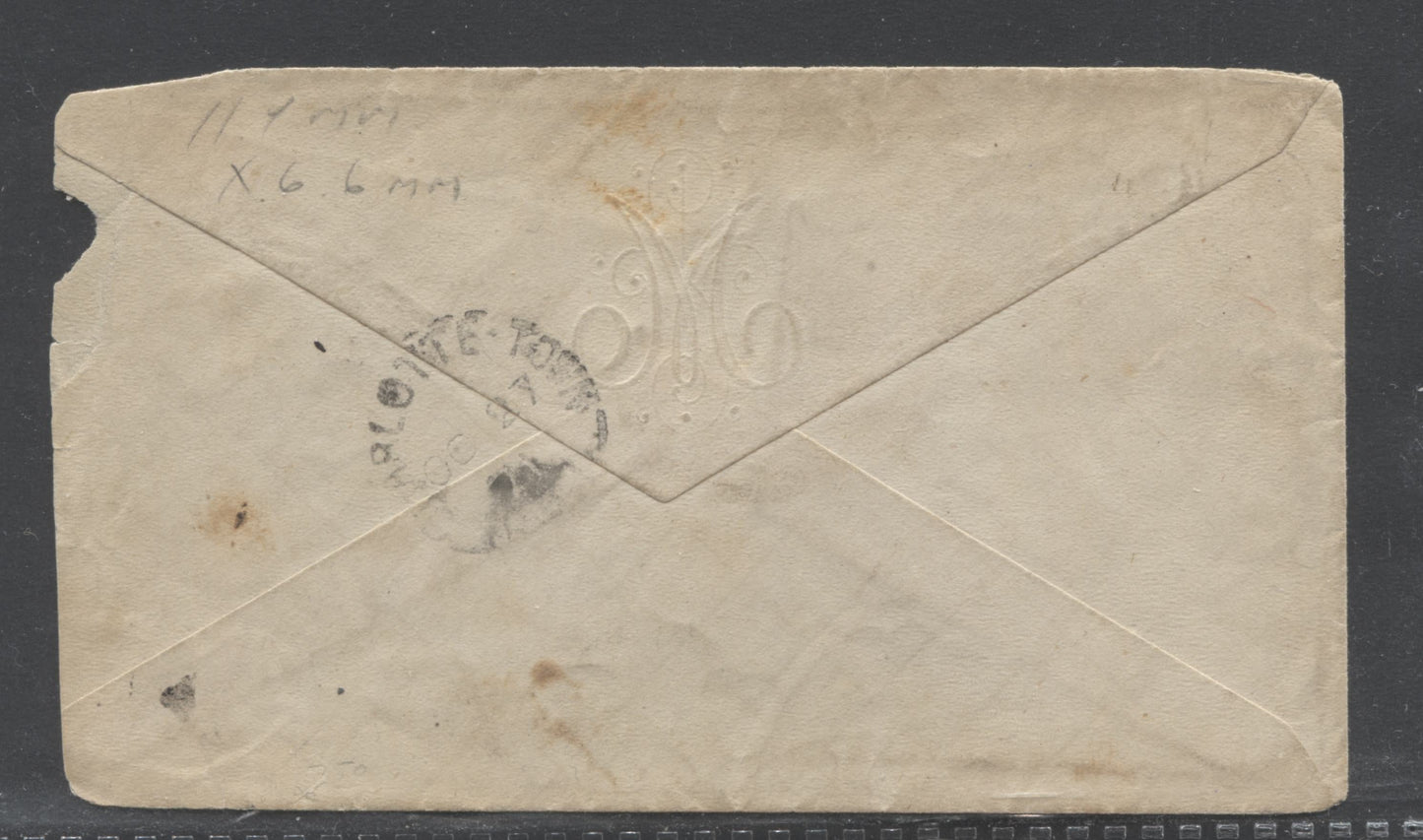 Lot 18 Prince Edward Island #5 2d Deep Rose Perf. 12 x 11.75 Die 1 Single Usage on October 27, 1871 Cover to Charles Binns, Lawyer in Charlottetown