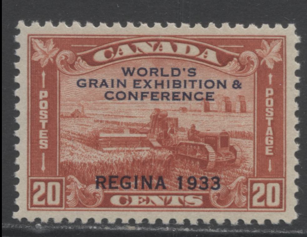 Lot 181 Canada #203 20c Deep Vermillion (Brown Red) Harvesting Wheat Overprint, 1933 Grain Exhibition Issue, A VFOG Single With Deep Cream Gum