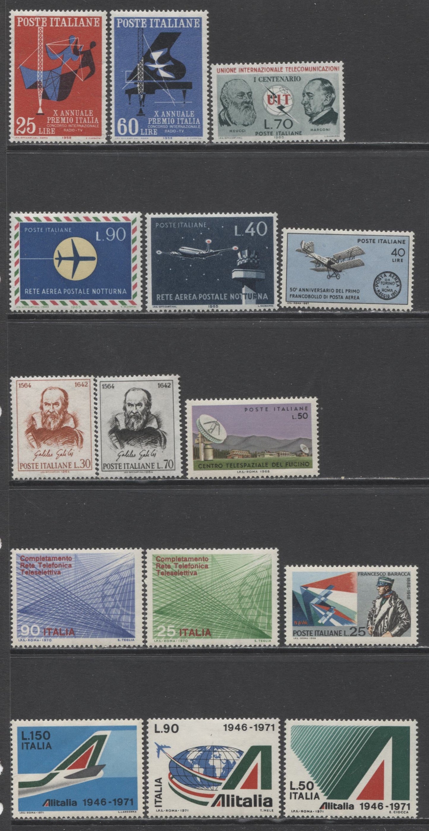 Lot 182 Italy SC#322/1048 1934-1971 Commemoratives, A VFNH/OG Range Of Singles & Block Of 4, 2017 Scott Cat. $23 USD, Click on Listing to See ALL Pictures