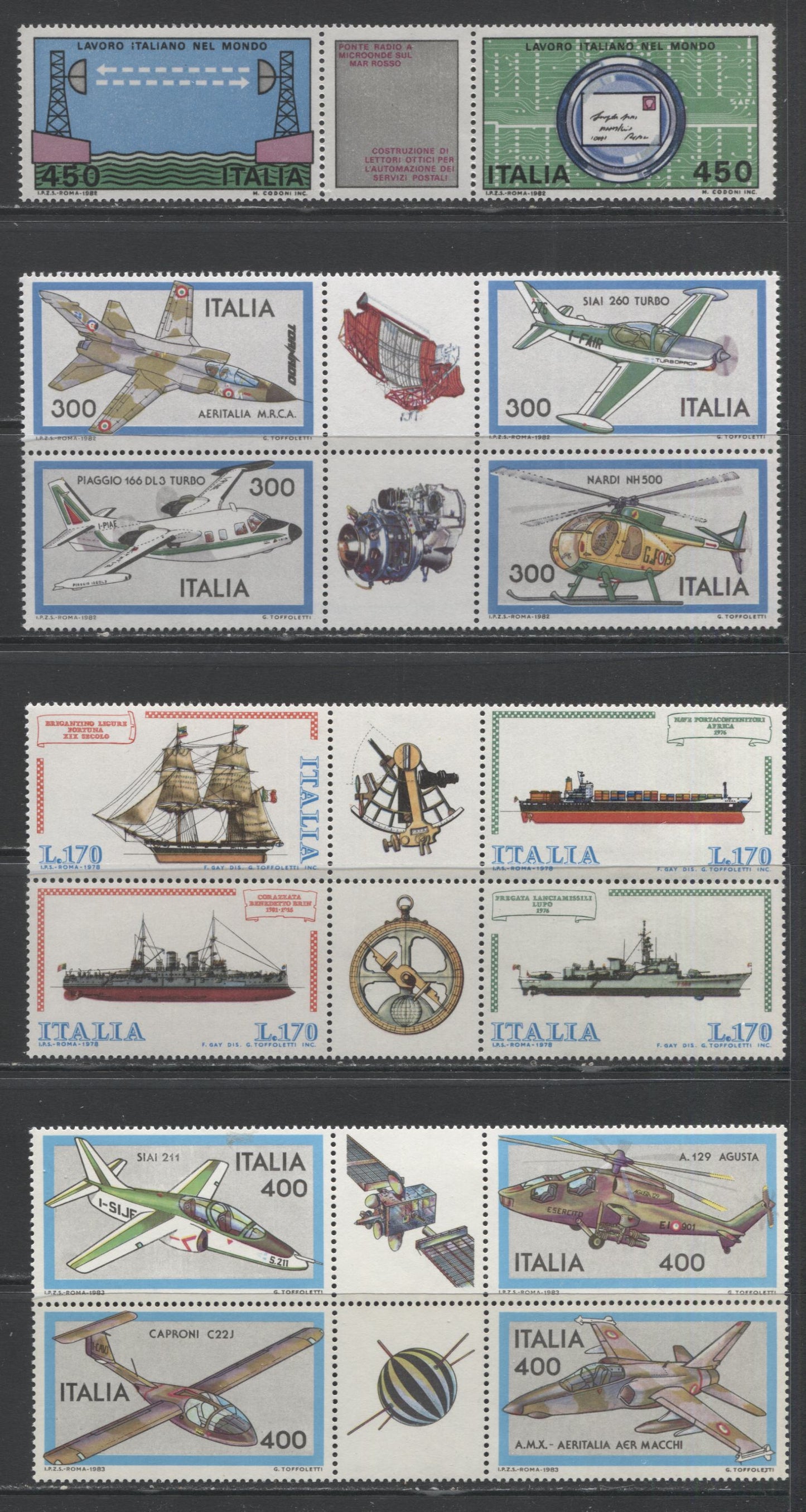 Lot 183 Italy SC#1098/C126 1948-1983 Commemoratives & Airmails, A VFNH Range Of Singles & Blocks Of 4, 2017 Scott Cat. $19.95 USD, Click on Listing to See ALL Pictures