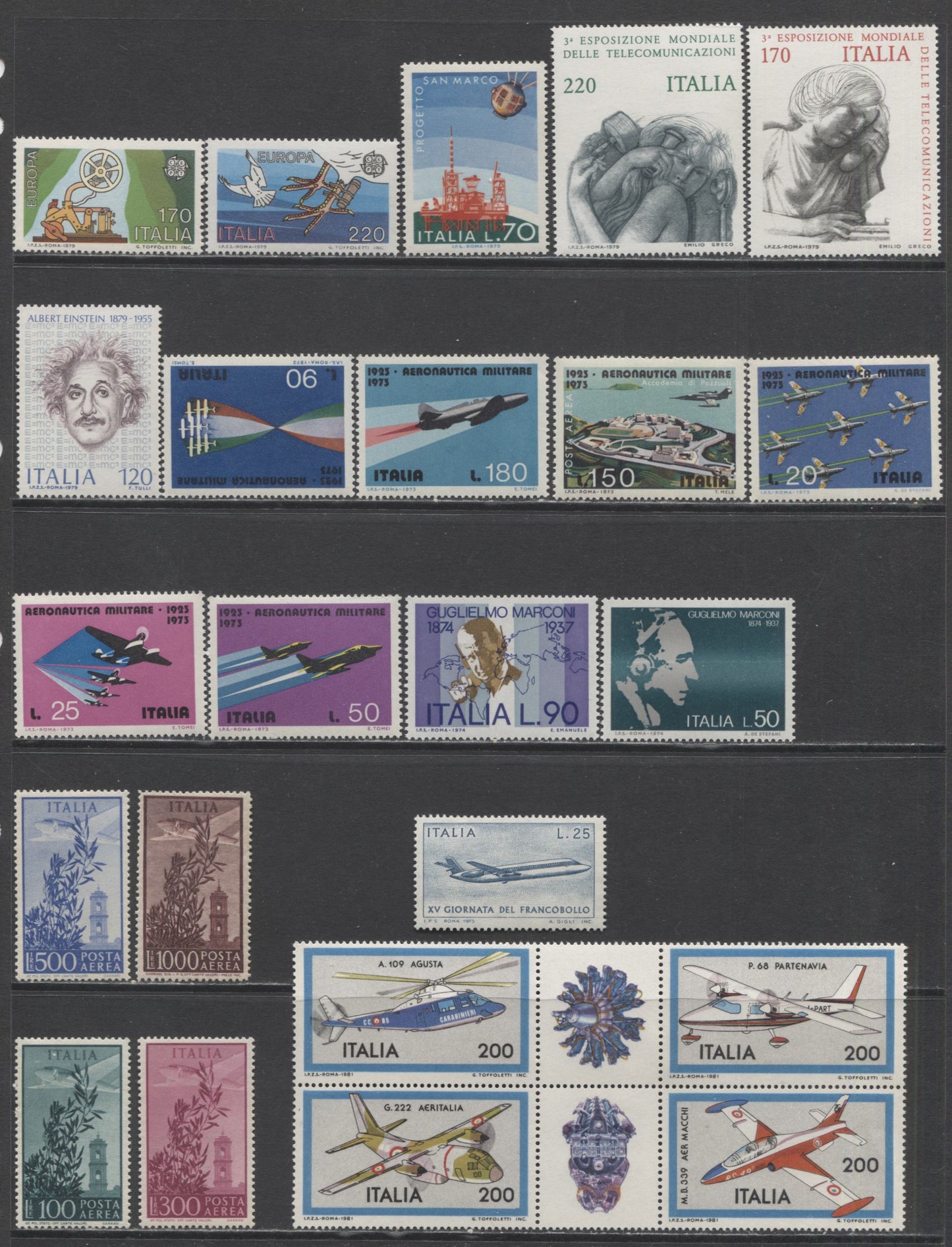 Lot 183 Italy SC#1098/C126 1948-1983 Commemoratives & Airmails, A VFNH Range Of Singles & Blocks Of 4, 2017 Scott Cat. $19.95 USD, Click on Listing to See ALL Pictures