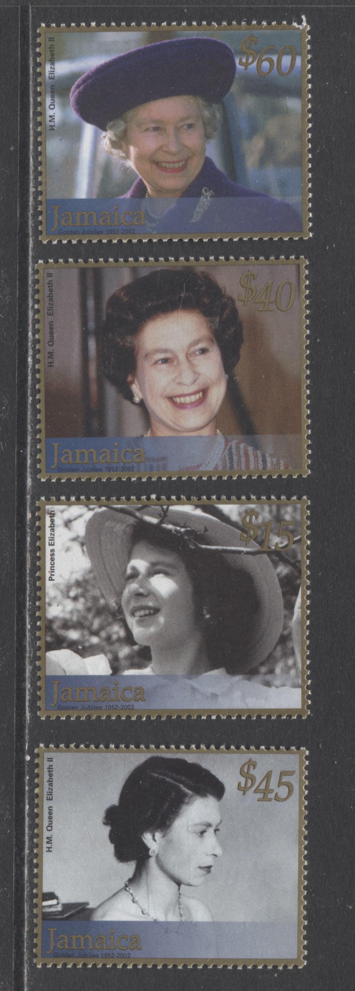Lot 185 Jamaica SC#952-955 2002 60th Anniversary Of Reign Of Queen Elizabeth II, A VFNH Range Of Singles, 2017 Scott Cat. $9 USD, Click on Listing to See ALL Pictures