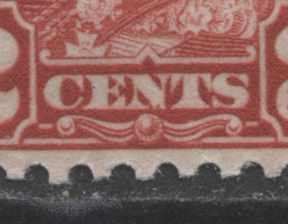 Lot 186 Canada #165avar 2c Deep Red King George V, 1930-1931 Arch/Leaf Issue, A FNH Center Block Of 4 Showing Marks In N Of Cents On UR & LL Stamps