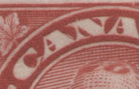 Lot 186 Canada #165avar 2c Deep Red King George V, 1930-1931 Arch/Leaf Issue, A FNH Center Block Of 4 Showing Marks In N Of Cents On UR & LL Stamps