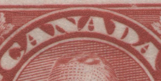 Lot 186 Canada #165avar 2c Deep Red King George V, 1930-1931 Arch/Leaf Issue, A FNH Center Block Of 4 Showing Marks In N Of Cents On UR & LL Stamps