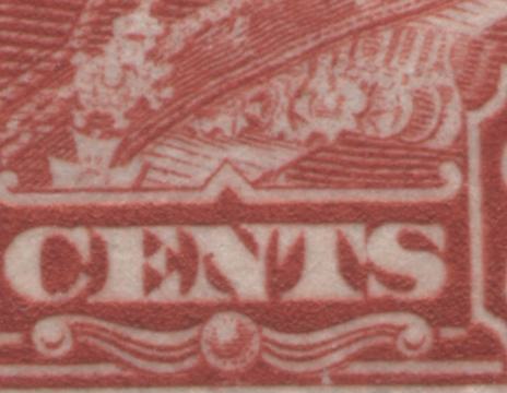 Lot 186 Canada #165avar 2c Deep Red King George V, 1930-1931 Arch/Leaf Issue, A FNH Center Block Of 4 Showing Marks In N Of Cents On UR & LL Stamps