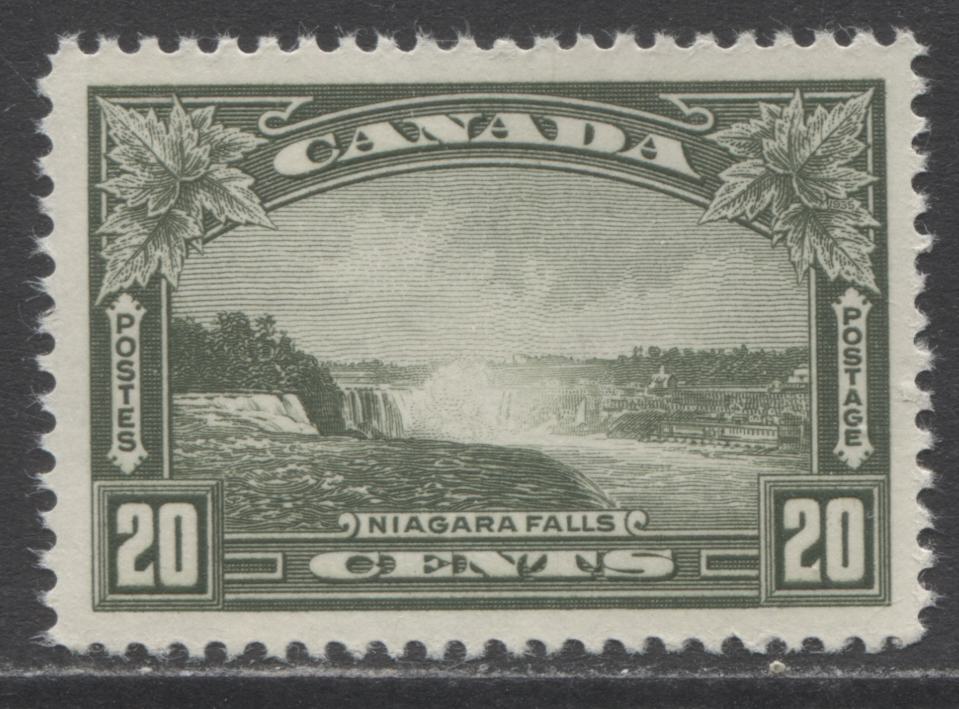 Lot 188 Canada #225 20c Olive Green Niagara Falls, 1935 KGV Pictorial Issue, A VFNH Single On Horizontal Wove Paper With Cream Gum