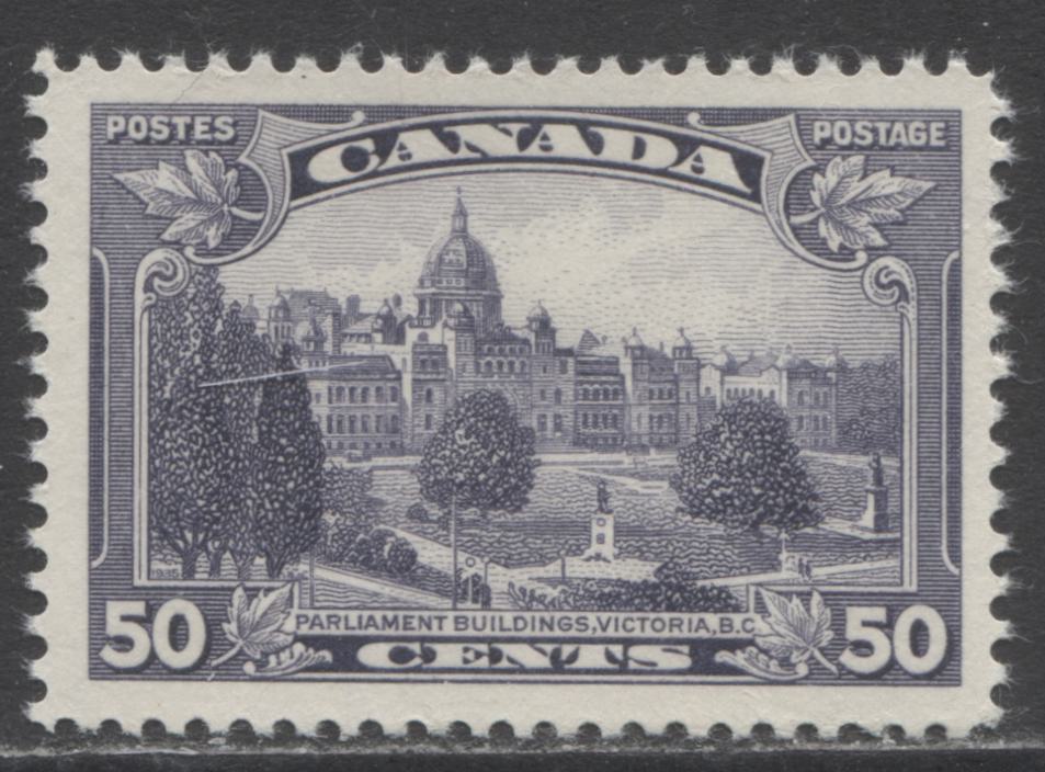 Lot 189 Canada #226 50c Dull Violet Parliament, 1935 KGV Pictorial Issue, A VFNH Single On Horizontal Wove Paper With Cream Gum