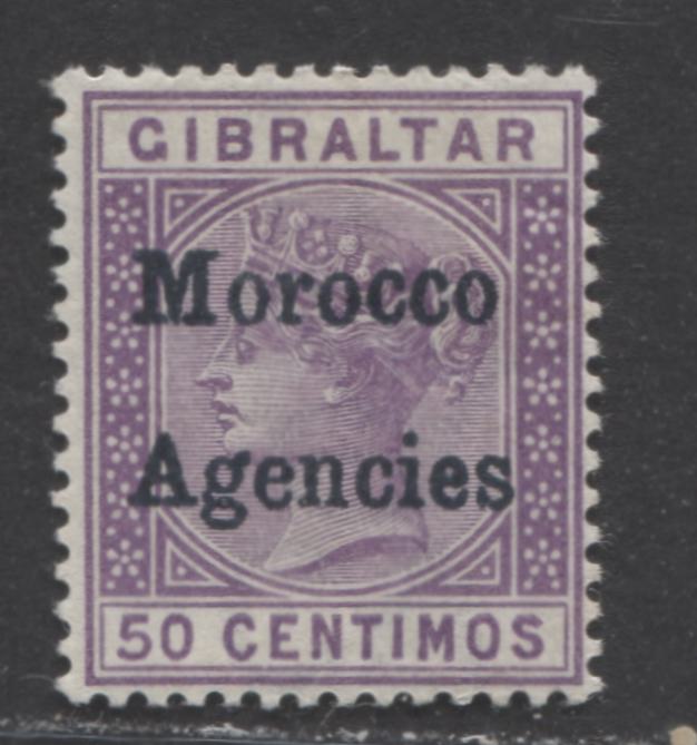 Lot 190 Morocco Agencies SC#10 50c Violet With Dark Blue Overprint 1898 Overprints, A FOG Example, 2022 Scott Classic Cat. $22.50 USD, Click on Listing to See ALL Pictures