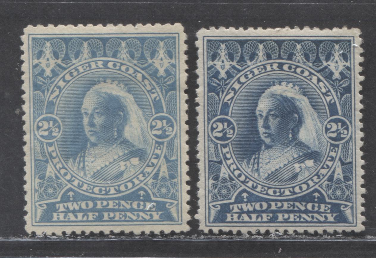 Lot 191 Niger Coast SC#46 (SG#54, 54b) Two Pence Halfpenny Blue, Light Blue 1894 Unwatermarked Issue, Perf 14.5 - 15 & 13.5 - 14, A Fine - Very Fine Unused Example, Click on Listing to See ALL Pictures, Estimated Value $25 USD