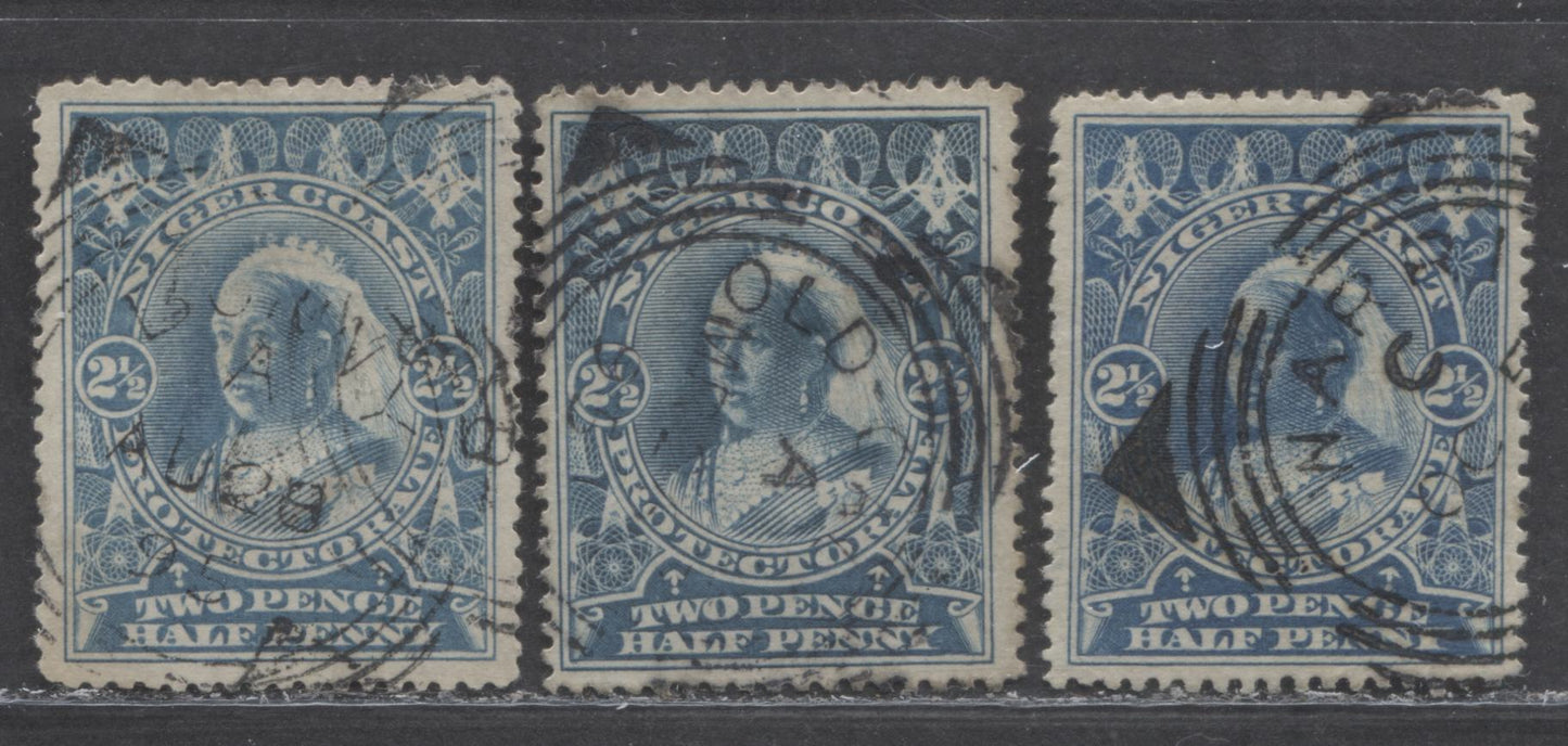 Lot 192 Niger Coast SC#46 (SG#54) Two Pence Halfpenny Blue, Light Blue 1894 Unwatermarked Issue, Perf 14.5 - 15., A Fine - Very Fine Used Example, Click on Listing to See ALL Pictures, 2022 Scott Classic Cat. $13.5 USD