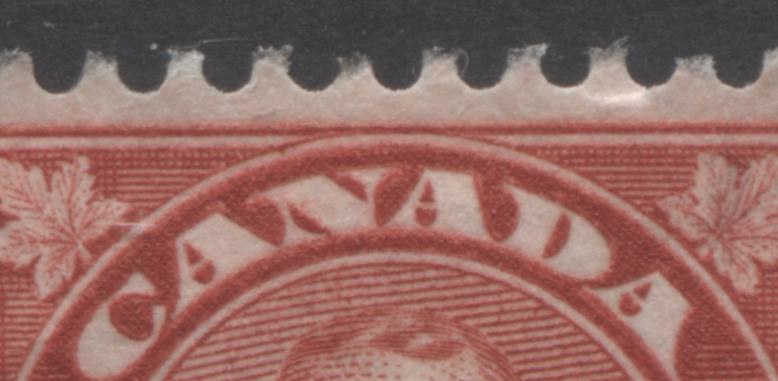 Lot 192 Canada #167var 3c Deep Red King George V, 1930-1931 Arch/Leaf Issue, A Very Fine Used Pair With A Dot In Ball Near Canada, Pl 4 UL Pos 23