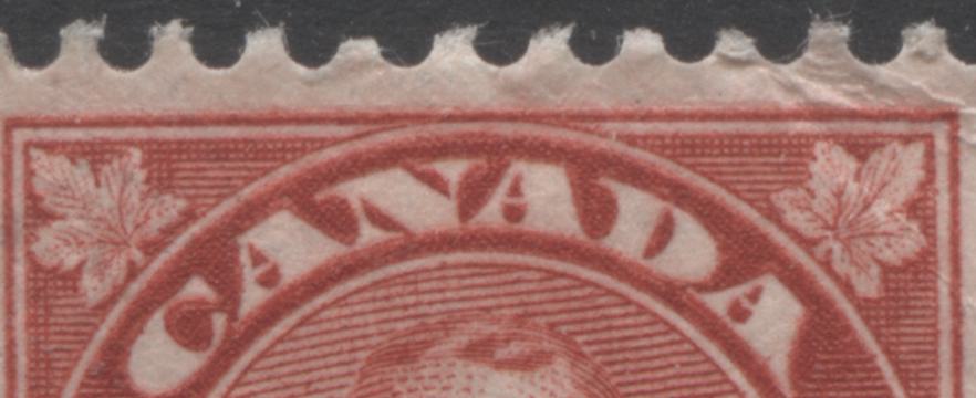 Lot 192 Canada #167var 3c Deep Red King George V, 1930-1931 Arch/Leaf Issue, A Very Fine Used Pair With A Dot In Ball Near Canada, Pl 4 UL Pos 23