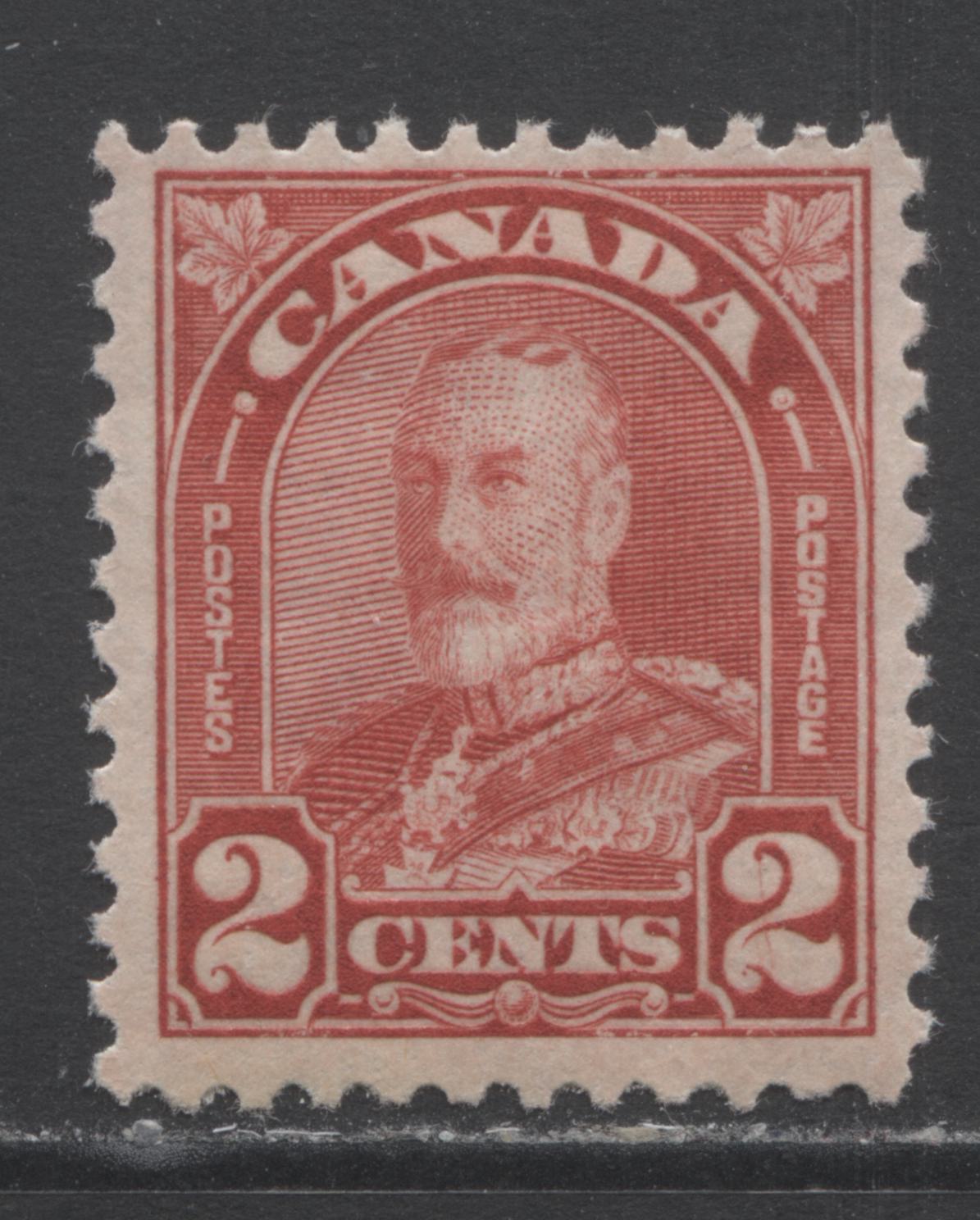 Lot 193 Canada #165avar 2c Deep Red King George V, 1930-1931 Arch/Leaf Issue, A FNH Single Showing A Hairline Through Right 2 & Incomplete Curl