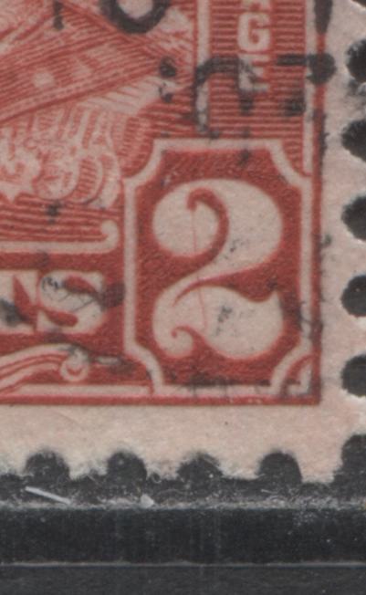 Lot 193B Canada #165a 2c Deep Red King George V, 1930-1931 Arch/Leaf Issue, A Fine Used Pair With A Stroke Above Left 2 & Hairline Through Right 2, Pos 27-28