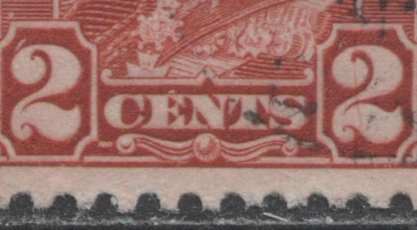 Lot 193B Canada #165a 2c Deep Red King George V, 1930-1931 Arch/Leaf Issue, A Fine Used Pair With A Stroke Above Left 2 & Hairline Through Right 2, Pos 27-28