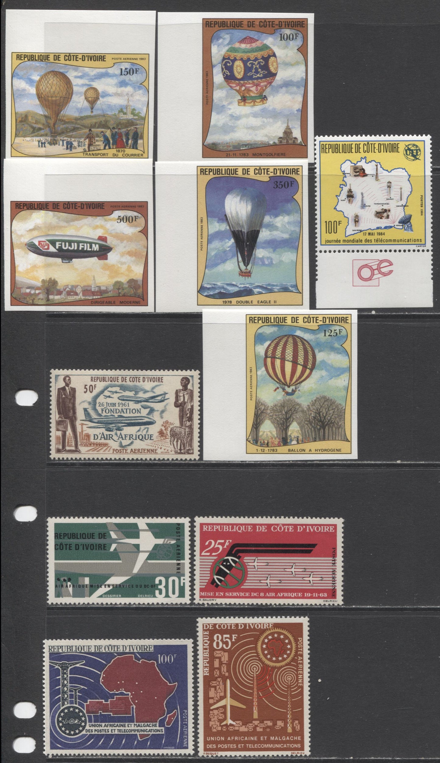 Lot 194 Ivory Coast SC#C18/715 1961-1984 Commemorative & Airmail Issues, A VFNH/LH Range Of Perf & Imperf Singles, 2017 Scott Cat. $27.25 USD, Click on Listing to See ALL Pictures