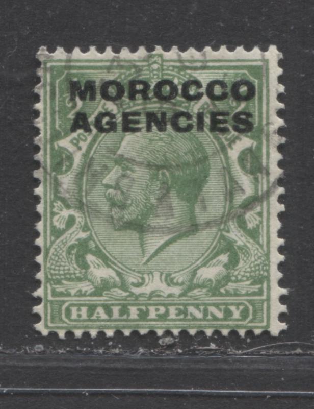 Lot 199 Morocco Agencies SC#230 1/2c Green 1935-1936 Overprints, A Fine Used Example, 2022 Scott Classic Cat. $60 USD, Click on Listing to See ALL Pictures