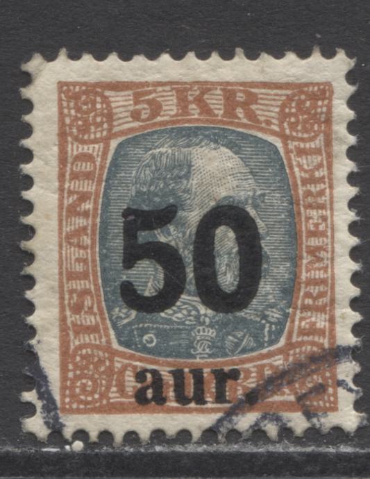 Lot 20 Iceland SC#138 50a On 5kr 1921-1922 Surcharged Definitive Issue, A Fine Used Example, Click on Listing to See ALL Pictures