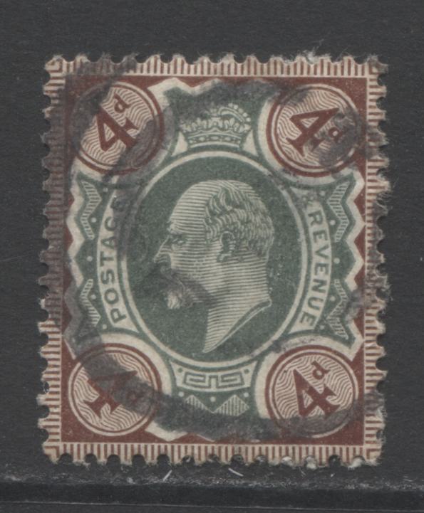 Lot 20 Great Britain SC#133c 4d Chocolate Brown & Deep Green 1902-1910 King Edward VII Keyplate Definitives, A Fine Used Example, Click on Listing to See ALL Pictures