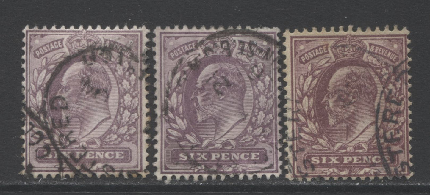 Lot 2 Great Britain SC#135/135b 1902-1910 King Edward VII Keyplate Definitives, A F/VF Used Range Of Singles, 2017 Scott Cat. $71 USD, Click on Listing to See ALL Pictures