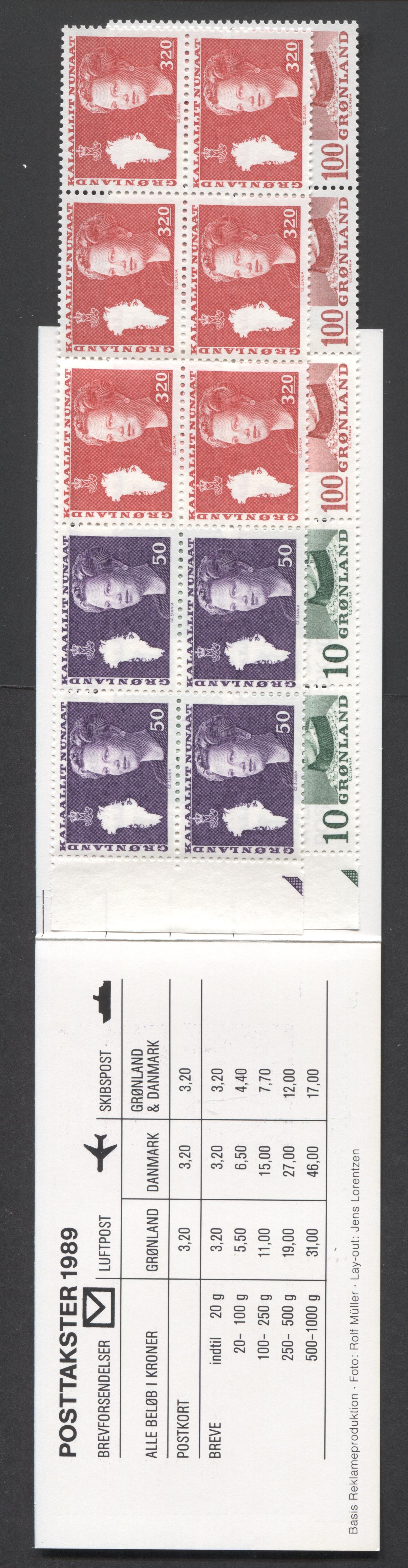 Lot 2 Greenland SC#91a-130a 1973-1989 Definitives, A VFNH Range Of Booklet With 2 Panes Of 10, 2017 Scott Cat. $80 USD, Click on Listing to See ALL Pictures