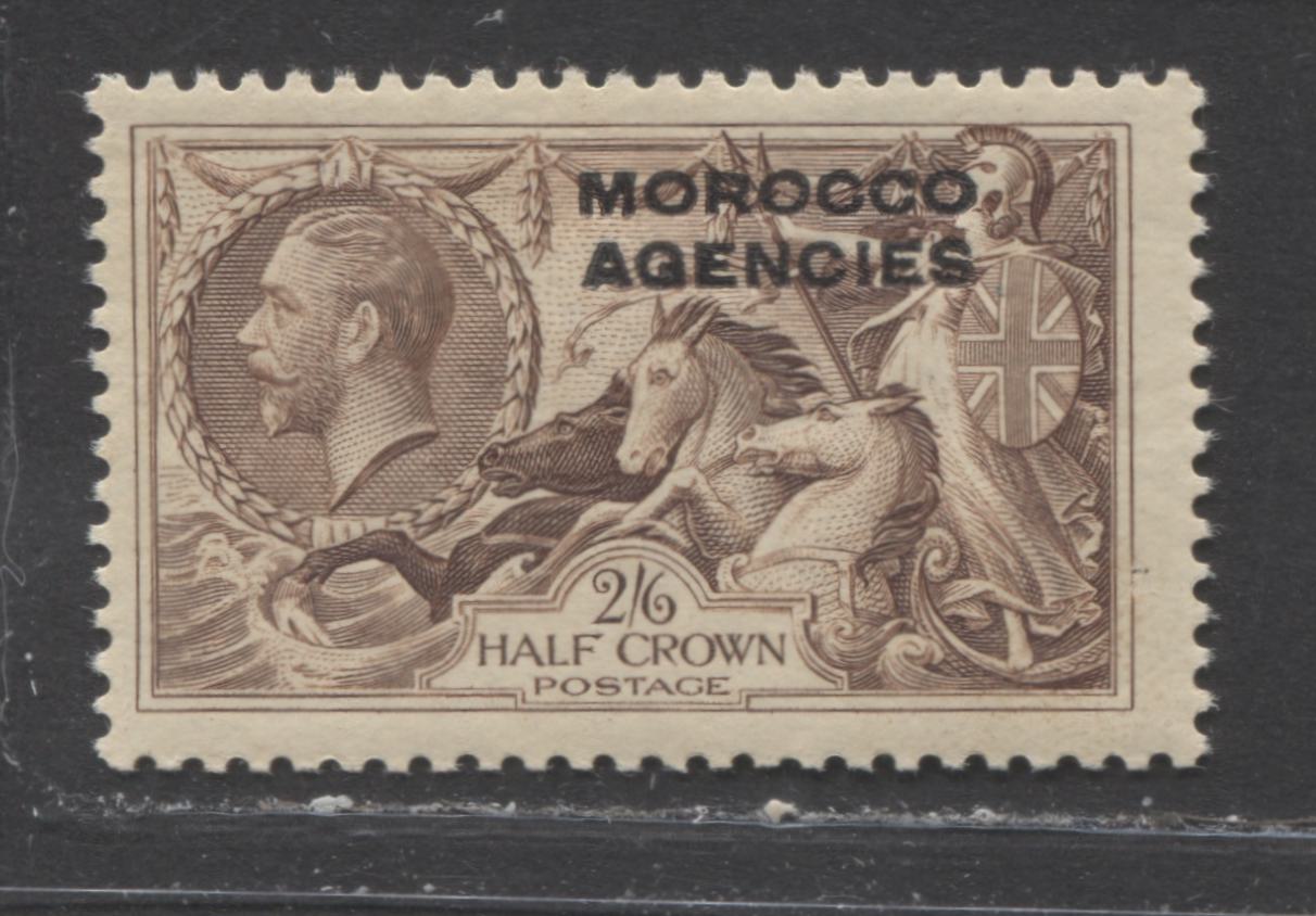 Lot 201 Morocco Agencies SC#242 2/6 Brown 1935-1936 Overprints on Waterlow Re-Engraved Seahorses, A FOG Example, 2022 Scott Classic Cat. $52.50 USD, Click on Listing to See ALL Pictures