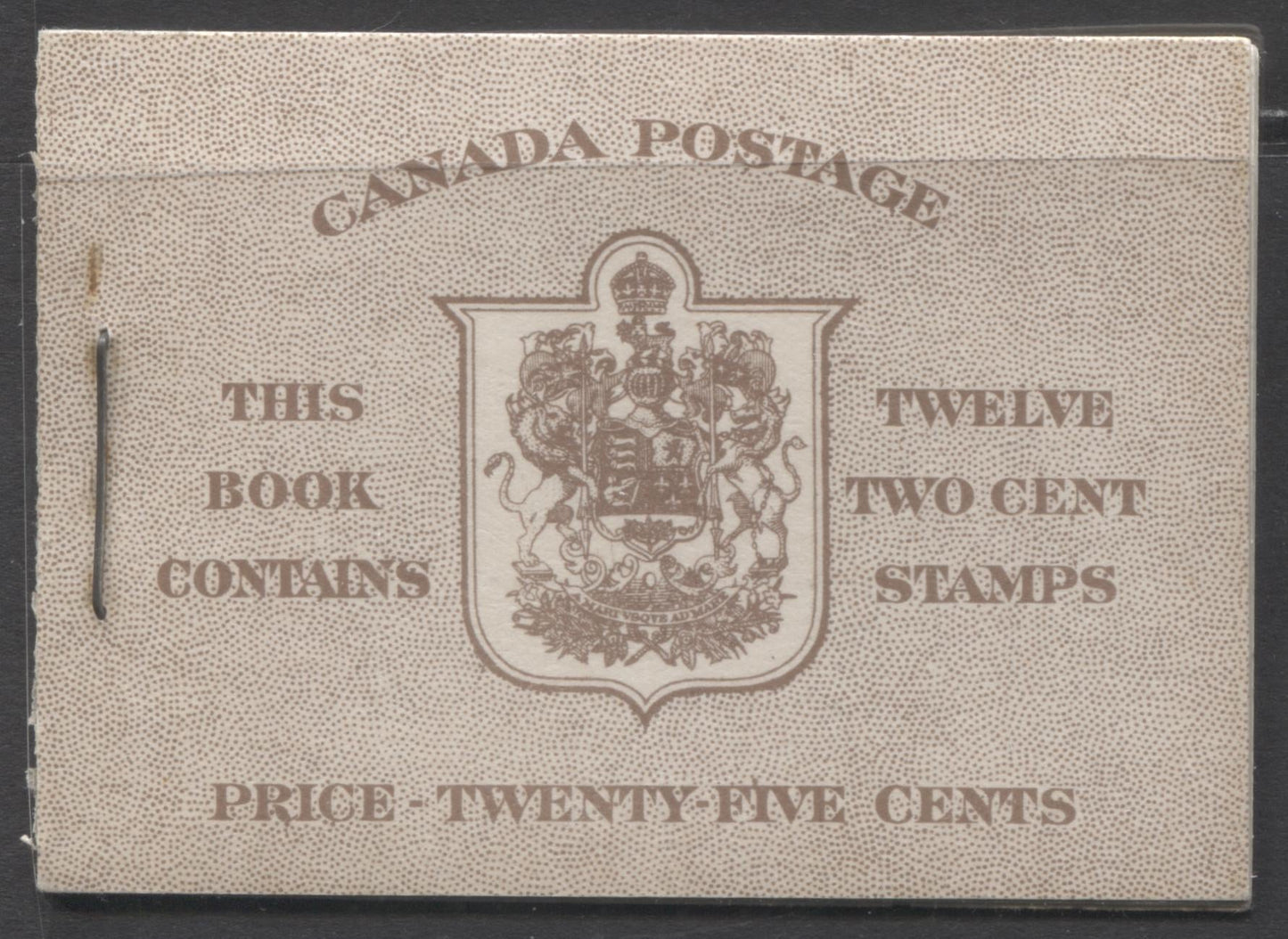 Lot 201 Canada #BK29c 1937-1942 Mufti Issue, Complete 25¢ English Booklet, Vertical Wove Paper, Type II Covers, Harris Front Cover Type IIc, 6c Airmail Rate