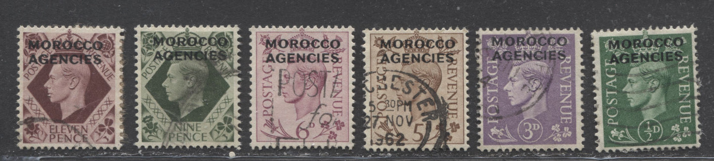 Lot 203 Morocco Agencies SC#246/259 1949 Overprints, A Fine Used Range Of Singles, 2017 Scott Cat. $53.5 USD, Click on Listing to See ALL Pictures