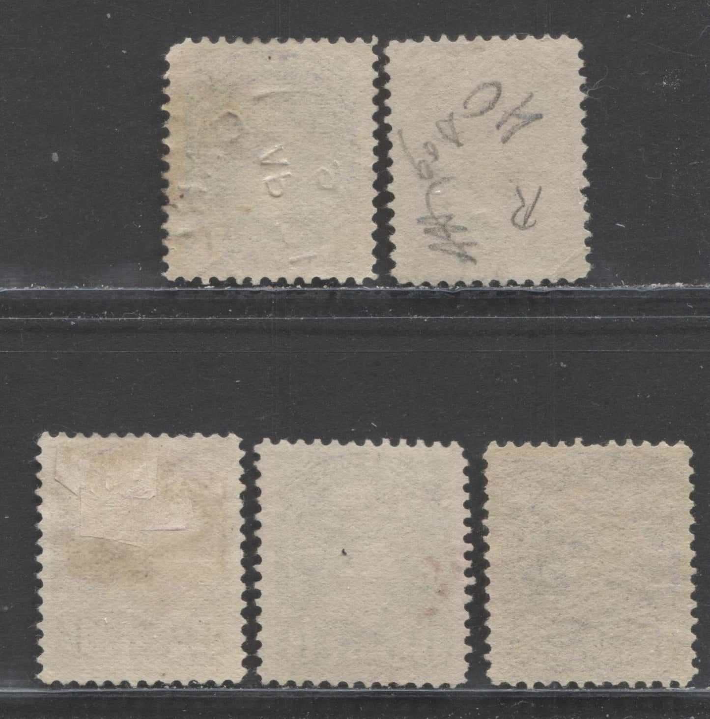 Lot 203 Canada #44-44c 8c Violet Black - Gray Queen Victoria, 1870-1897 Small Queen Issue, 5 Very Fine Used Examples Of The 2nd Ottawa Printings On Soft Horizontal Wove Paper