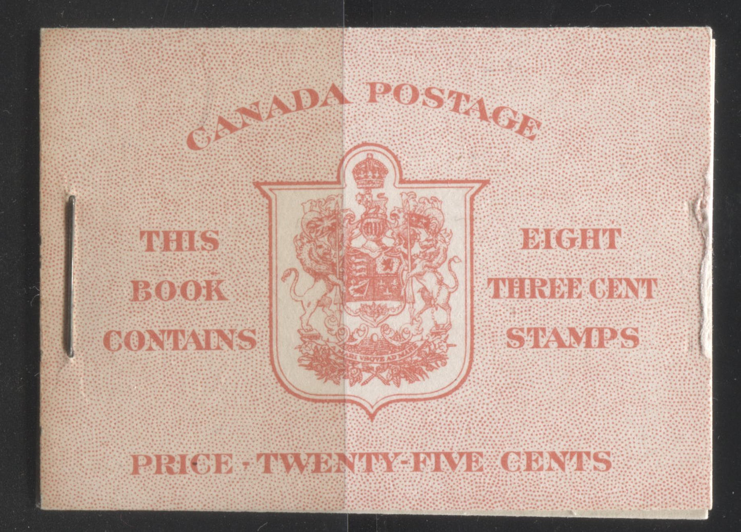 Lot 204 Canada #BK30c 1937-1942 Mufti Issue, Complete 25¢ English Booklet, Smooth Vertical Wove Paper, Type II Covers, Harris Front Cover Type IIe, Back Cover Type A, 6c Rate Page